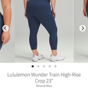 Lululemon Wunder Train High-Rise Crop Leggings - Blue Sz 8
